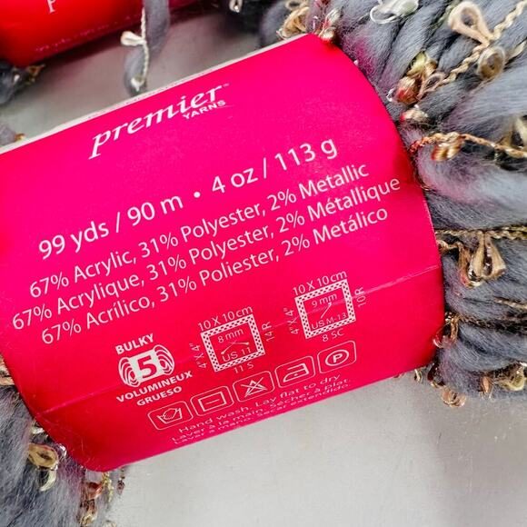 Isaac Mizrahi Carnegie Hill Craft Yarn AUDUBON Gray Gold Metallic Brushed - Picture 2 of 9